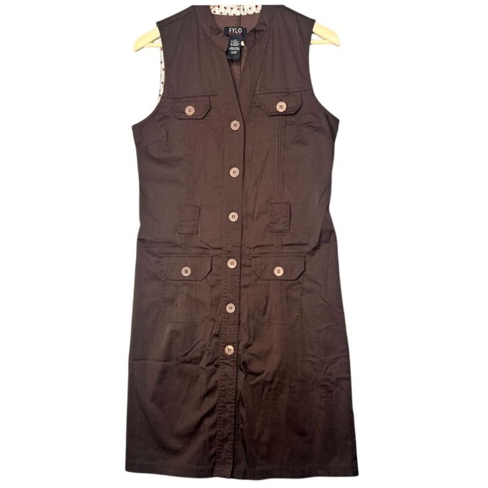 FYLO By Nylon Brown Shift Dress Sleeveless Stretch Size 12 Classic Bodycon